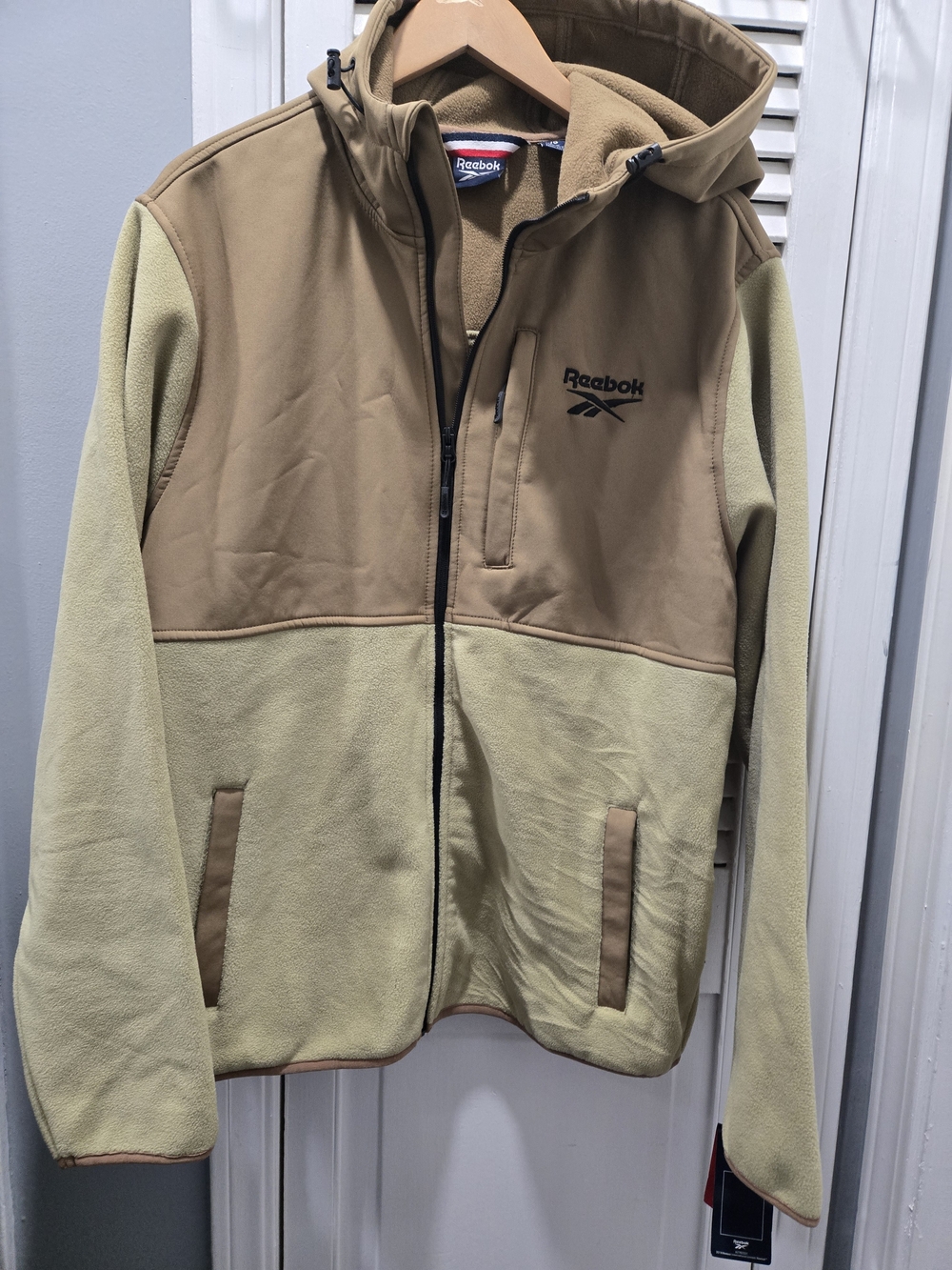 Reebok Men's Fleece Softshell Hooded Hunting Jacket Sand NWT Tan L